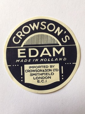 Antikes Verpackungsetikett Crowsons Food Smithfield Papier Grafik Vintage Retro