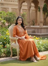 Beautiful Cotton Designer Embroidered Anarkali 3 PCS Set Kurti Dupatta Pant