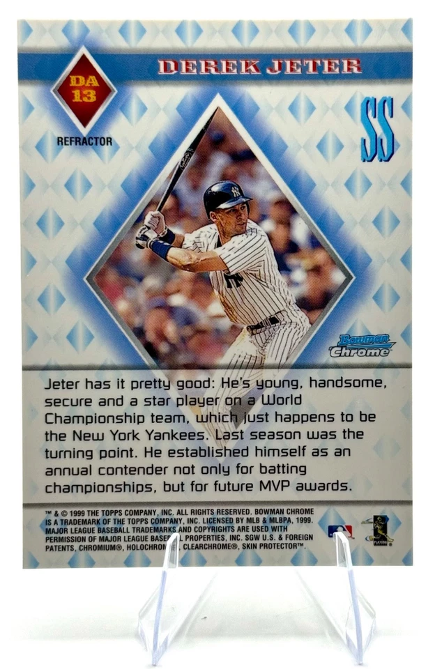 1999 Bowman Chrome - Diamond Aces REFRACTOR Derek Jeter #DA13 New York Yankees - Image 2 of 2