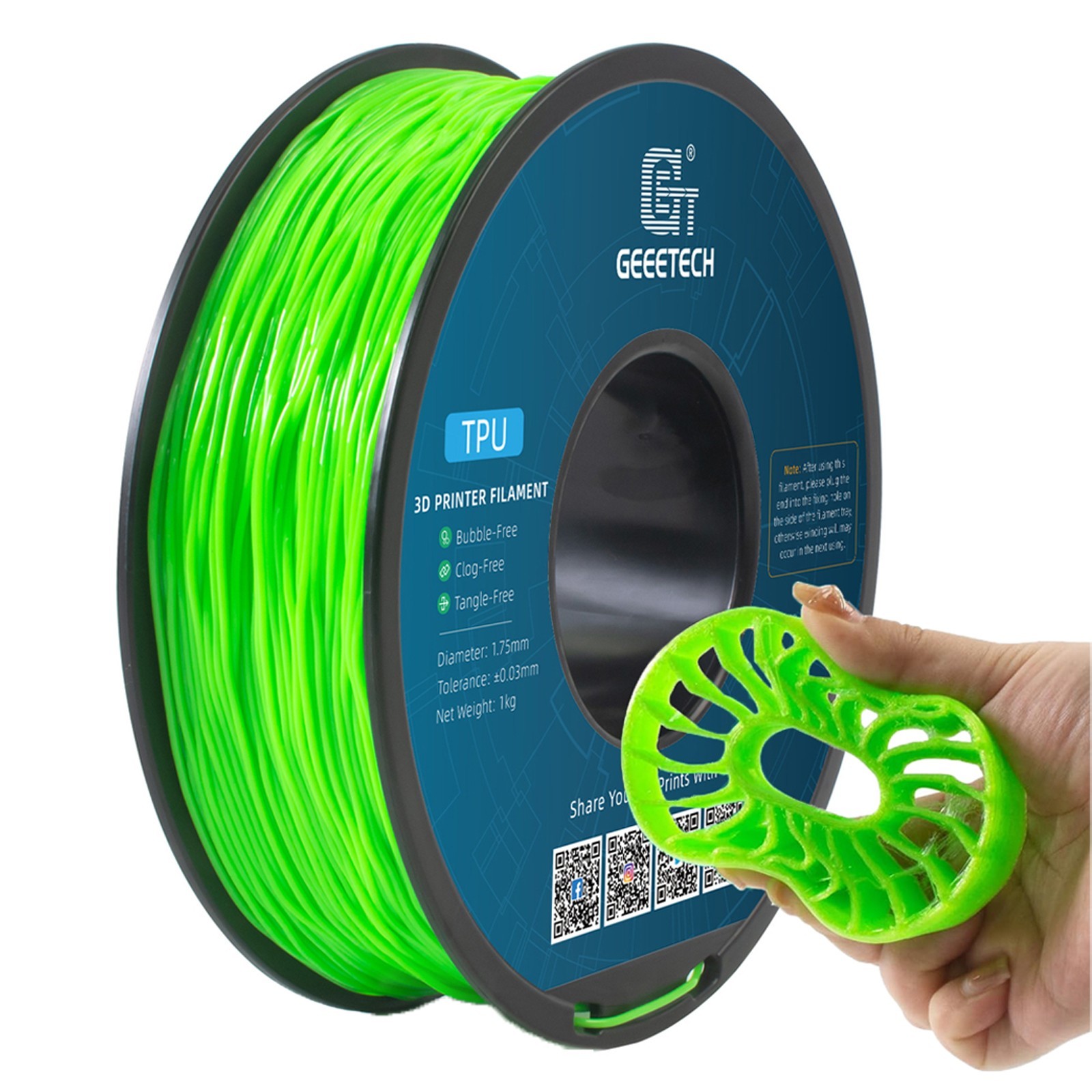 【5 Kaufen, 3 Bezahlen】GEEETECH TPU 3D Drucker Filament 1,75 mm 1kg 95A TPU DE