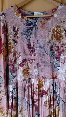 DRANELLA Damen Maxikleid XL Blumen Langarm Rosa Gelb Grau Weiß Lila Rundhals