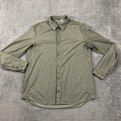 Lululemon Commission Shirt Mens Extra Large Grey Stretch Long Sleeve Performance