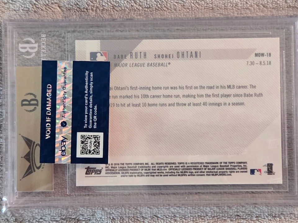 2018 Topps AGORA BGS-10 "PRISTINE" Shohei Ohtani/Babe Ruth cartão de novato "Muito raro! - Imagem 2 de 3
