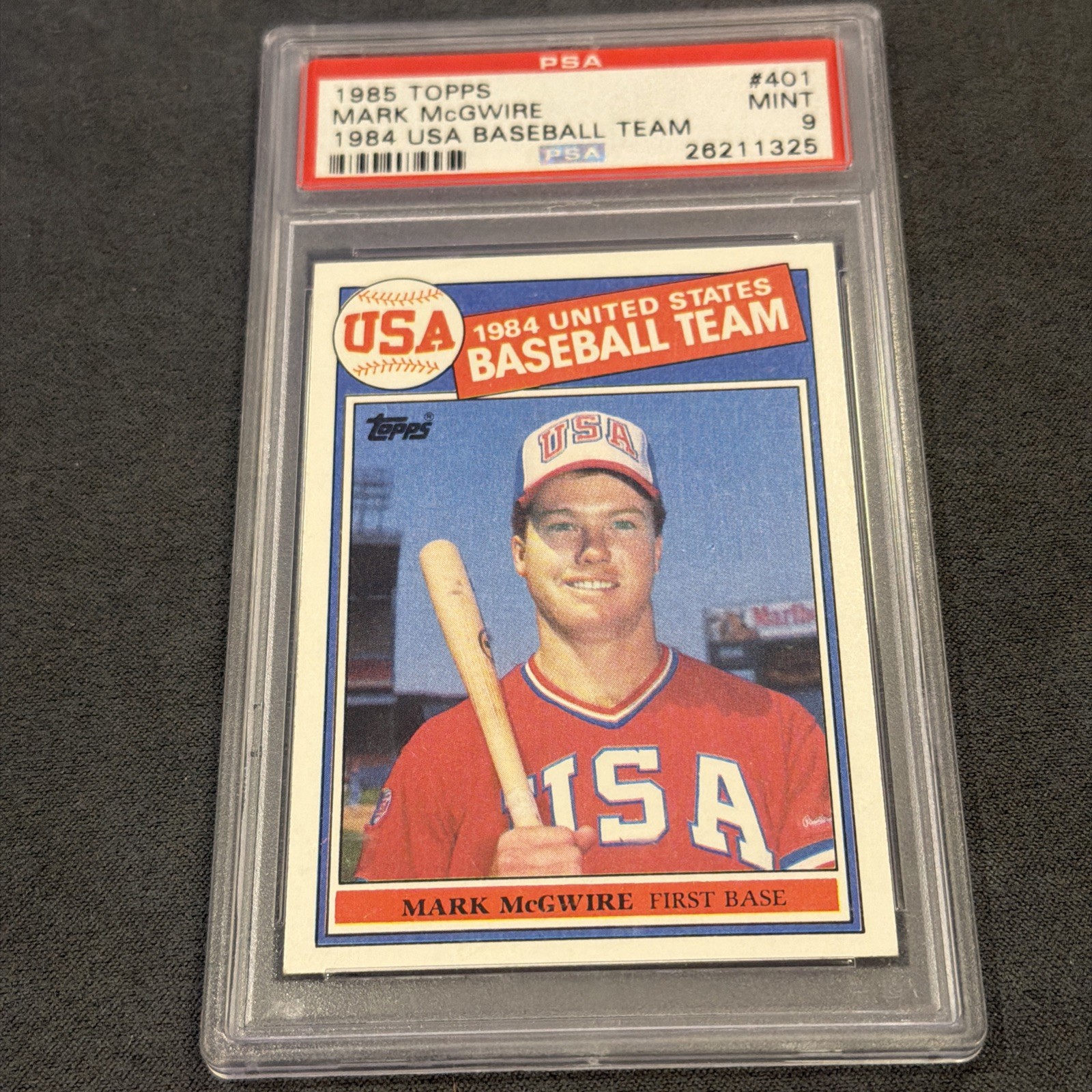 1985 Topps #401 Mark McGwire PSA 9 Rookie Card RC 1984 Team USA Centered Nicely view 3