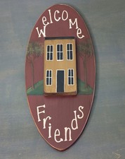 Rustic Welcome Home Wooden Sign 3D Oval Country Cottage Farmhouse Decor Red