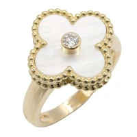 Van Cleef & Arpels Vintage Alhambra Diamond MOP Ring 18KYG Gold