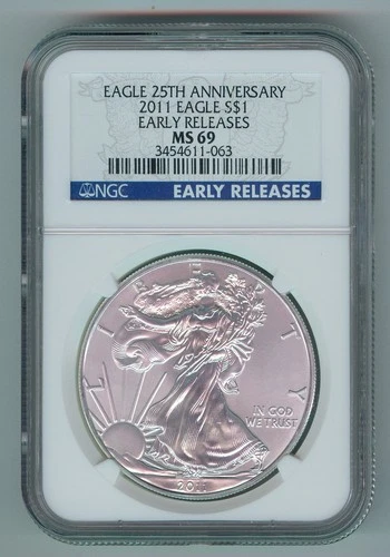 2011 U.S. SILVER AMERICAN EAGLE - KM#273 - 25TH ANNIVERSARY - NGC - MS69