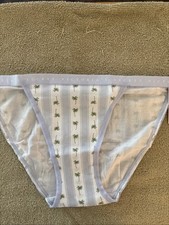 Victoria s Secret Small Blue Striped Cotton String Bikini Panty