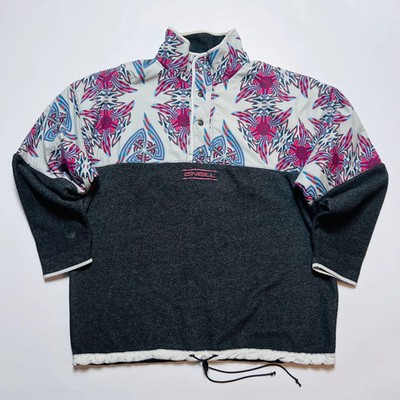Oneill Vintage 90s ''Winter Flower'' Fleece Pullover Patagonia Style grau XL / XXL