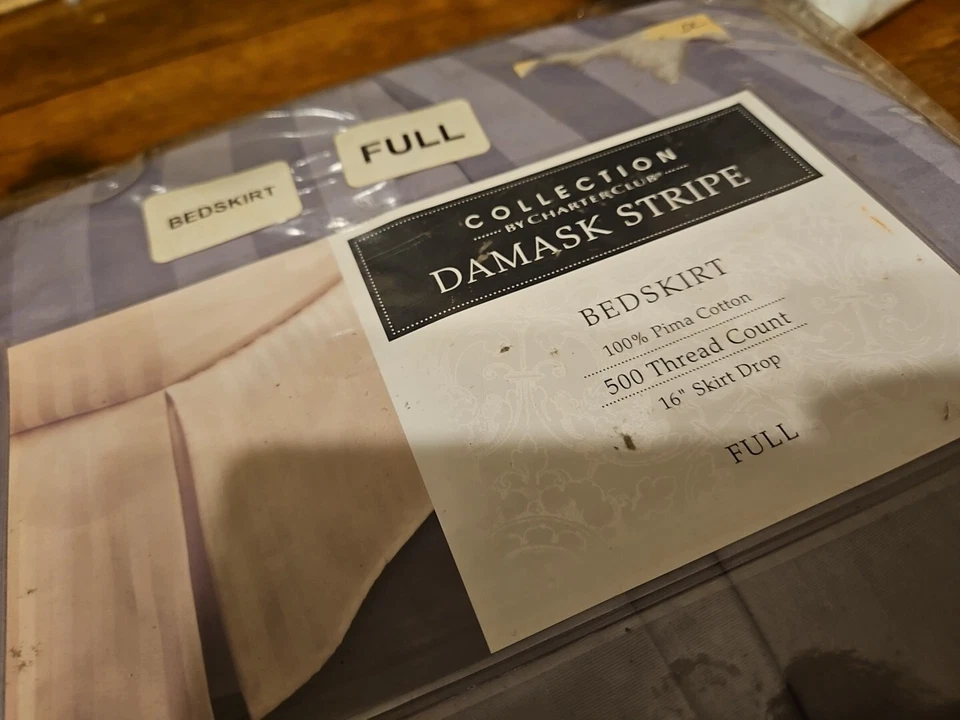 Martha Stewart 全床裙紫色条纹紫色 500 线皮马棉床单 — 第 4/4 张图片