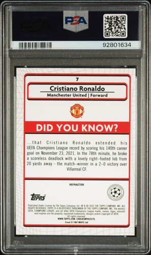 PSA 10 2021-22 Merlin UEFA Champions League Refractors #7 Cristiano Ronaldo - Picture 2 of 2