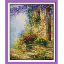 "Flower path"  Printed kit for Needlework Embroidery