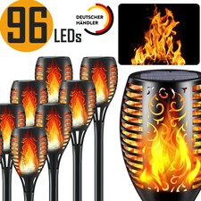 96 LED Solarleuchte Garten Beleuchtung Solar Licht Lampe Fackel Leuchte Flamme