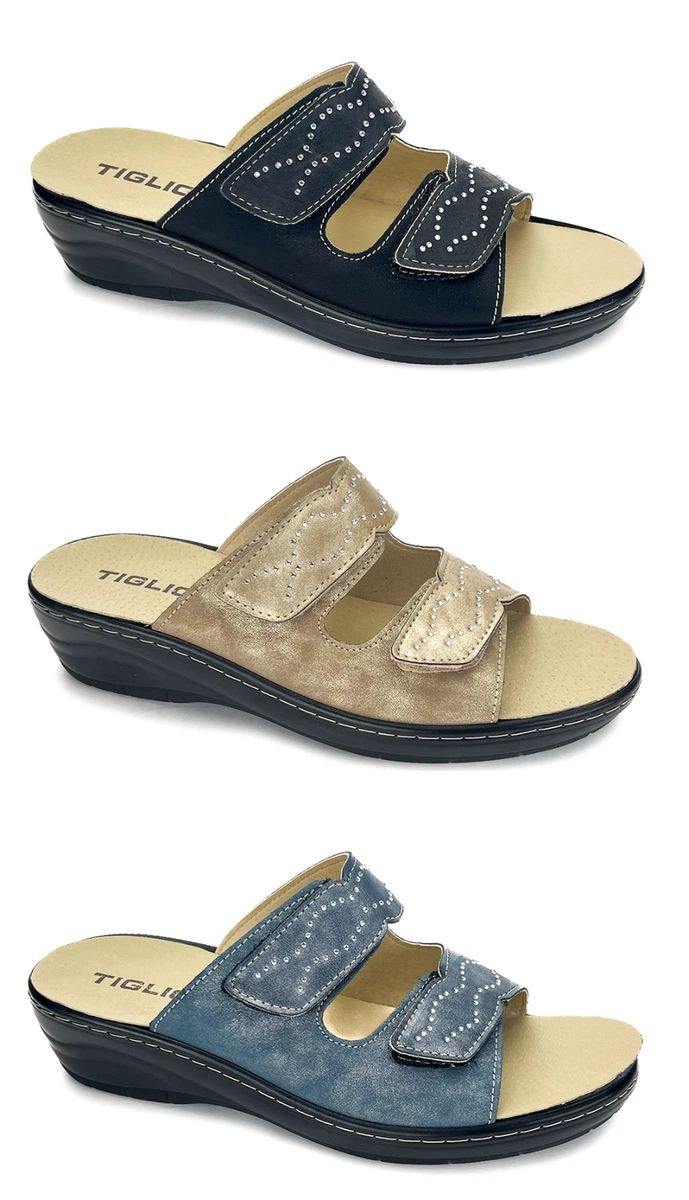 Pantofole Invernali Donna TIGLIO Blu - Ciabatte Morbide Con Zeppa 4 Cm E Suola Ammortizzata - 4
