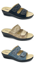 TIGLIO Ciabatte donna PLANTARE ESTRAIBILE aperte regolabili pelle strappi comode