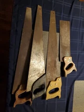 Vintage DISSTON PHILA USA Hand Saw w Wood Handle Back Miter Lot 