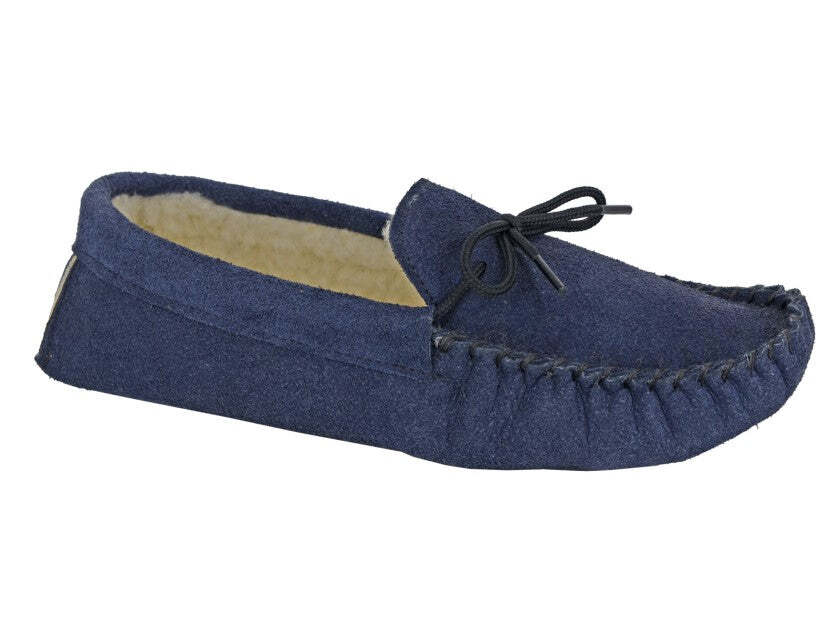 SAOLA Pantofola da uomo MOKKERS blu navy vera pelle scamosciata suola in vera pelle scamosciata