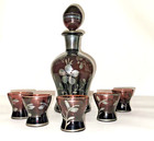 Antique/Vintage Dark Purple Glass & Silver Luster Decanter Set  - Murano (?) — photo 1