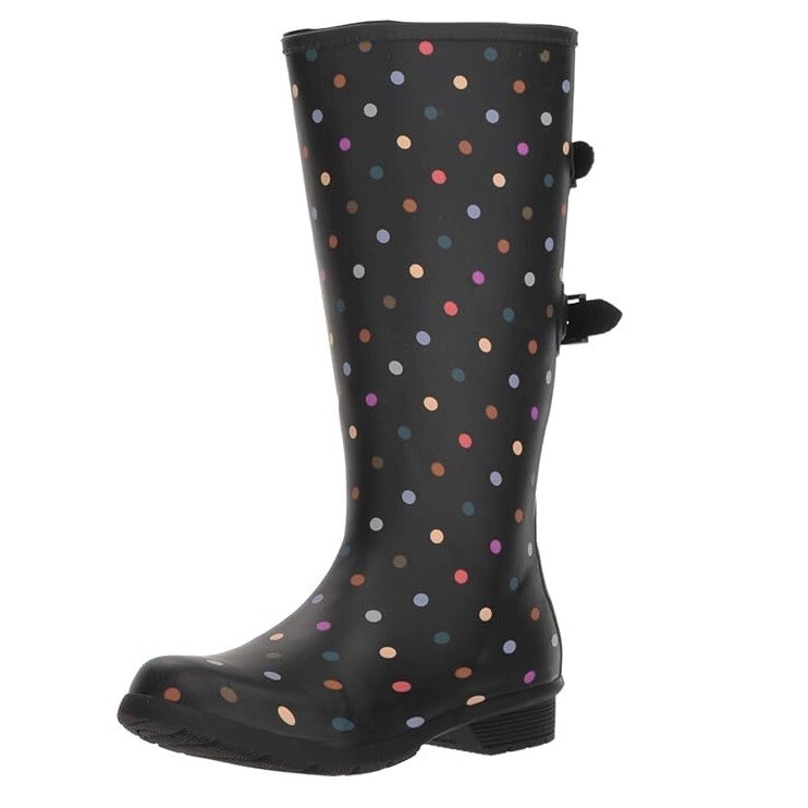 Chooka Womens 8 M Black Polka Dot Rubber Water Resistant