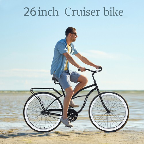 26" Black Single Speed Bicycles w Steel Frame, Wide Wheels & Rear Coaster Brakes - Picture 6 of 6