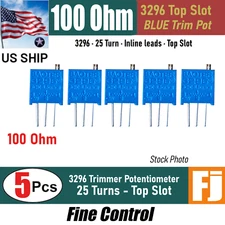 5x 3296W 100 Ohm Trimmer Potentiometer (101) POT 25 Turn Top Slot | US Ship