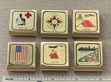 6 Vintage BOY SCOUT SKILL AWARDS BSA Uniform Belt Loop Badge Camp Camping