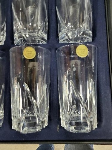 SERIE DE 12 VERRES 6 VERRES BAS + HAUT EN CRISTAL TAILLE - Photo 8 sur 20