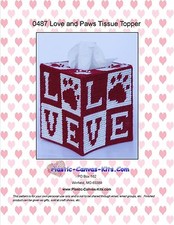Love and Paws-Dog/Cat Tissue Topper-Plastic Canvas Pattern or Kit