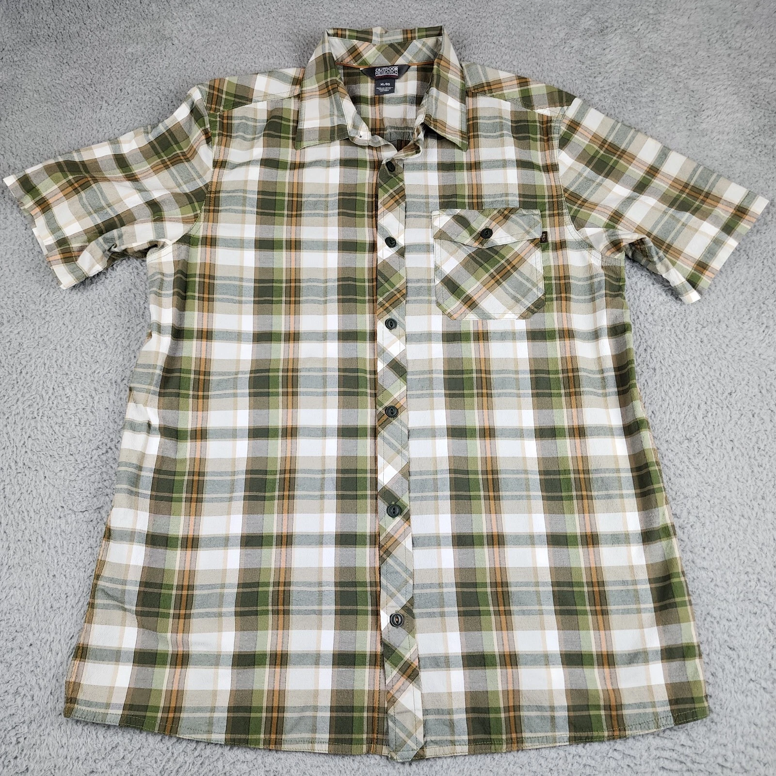 outdoor-research plaid short sleeve hiking fishing shirt