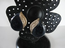 Vintage Gold Tone Blue Enamel Teardrop Made In USA Stud Post Earrings