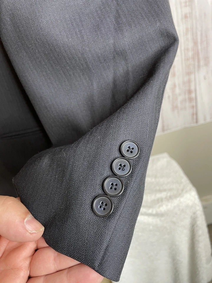 Pierre Cardin Vintage 2 Piece Suit Mens 44S 36X28 Charcoal Wool 4 Button - Image 4 of 4