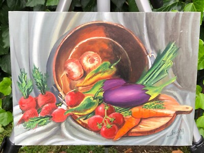 JUDY RIOS Original MODERN IMPRESSIONIST TABLE STILL LIFE Oil Painting on Board