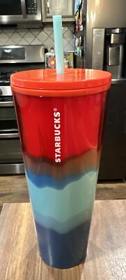 NEW Starbucks 2021 Summer Trio Warm Multi Colors Red Blue Wave Cold Cup Tumbler
