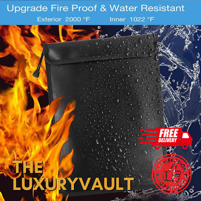 2000  Fire Proof money Bag Big 12 x 9.5 Document Pouch Waterproof Safe Cash Lock