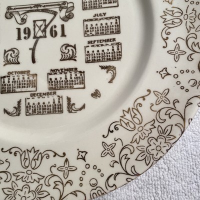 VINTAGE 1961 CALENDAR CERAMIC PLATE - 10 1/4" IN DIAMETER | eBay