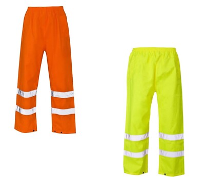 Herren Hi Viz Vis Regen über wasserdicht hohe Sichtbarkeit Sicherheit Arbeitshose Hose