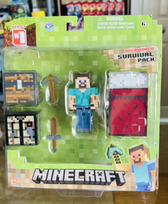 Minecraft Overworld Survival Pack Steve Series 1 Fully Articulated NEW