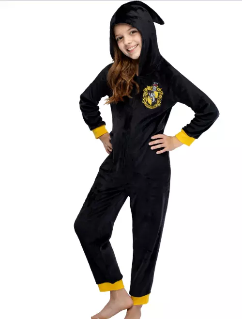 Harry Potter Unisex Kids Sz 10 12 Hufflepuff Hooded Pajama Union
