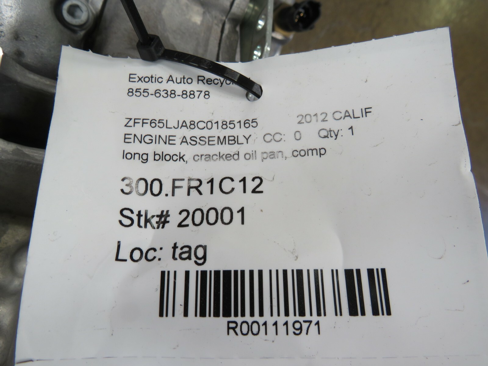 Ferrari California, Long Block Engine Assembly, Used