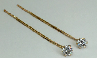 Delicate Vintage Original Rose Gold 585 14k Earrings with Cubic Zirconia 0.92 g.