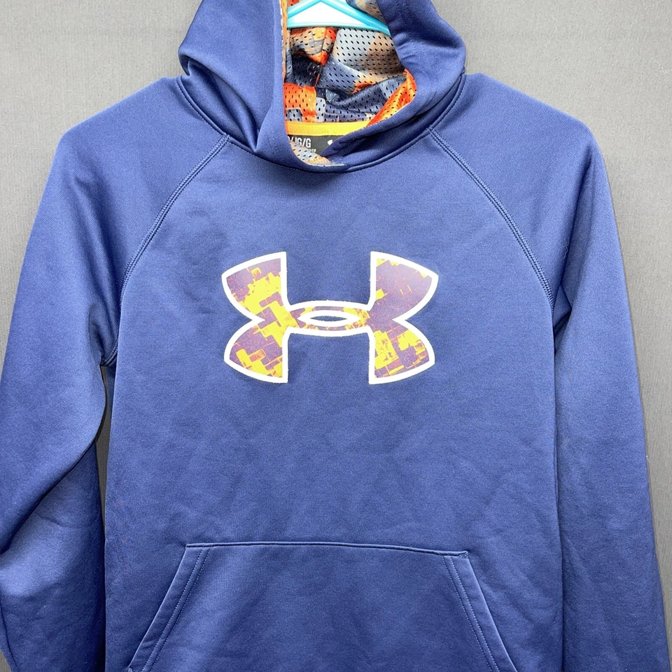 Under Armour Sudadera con Capucha Juvenil Grande Azul YLG Con Y Naranja Bolsillo Foto 2 de 4