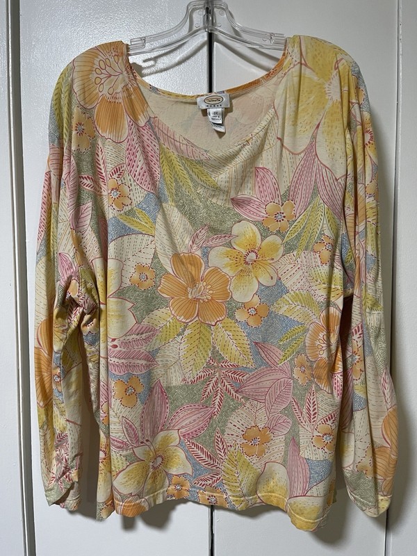 Talbots Woman Women’s 3X Multicolor Floral Knit Long Sleeve Top