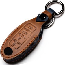 Leather Car Key Fob Cover Compatible with Keyless Remote Contro Color: B-brown