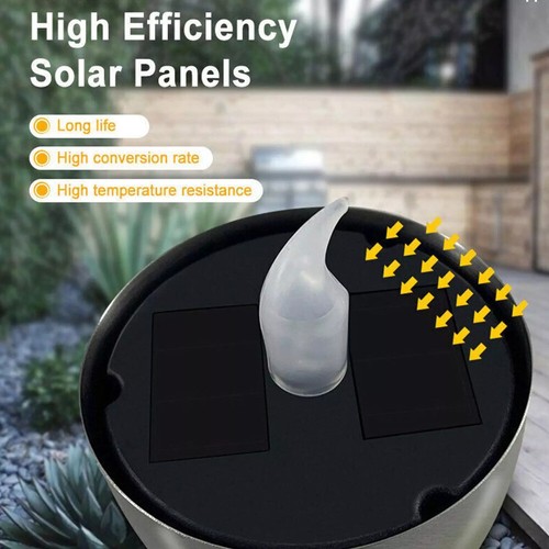 Solar Light Outdoor Garden LED Stainless Steel Candle Light Lawn Deck Night - Bild 17 von 25