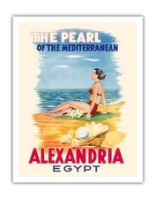 Alexandria- The Pearl of The Mediterranean - Vintage Poster by Manessa c.1960s