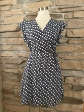 Urban Outfitters Navy Floral Wrap Dress Women’s Medium Ruffle Sleeve V-Neck