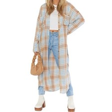 NWT Show Me Your MuMu Leo Button Down Oversized Georgetown Plaid Tunic Sz Large