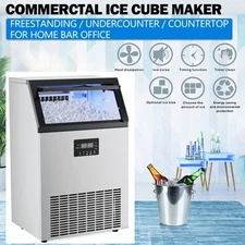 150LB/24h Built-In Commercial Ice Maker Stainless Ice Cube Machine Freestanding
