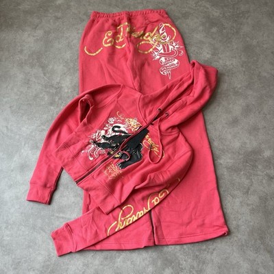 Ed Hardy Vintage 2000er y2k Pink 90s Print Tracksuit S | with Tag Trainingsanzug