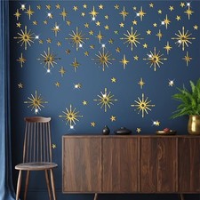 Star Wall Decals Gold Stars Wall Ceiling Decor Removable Acrylic Retro Gold